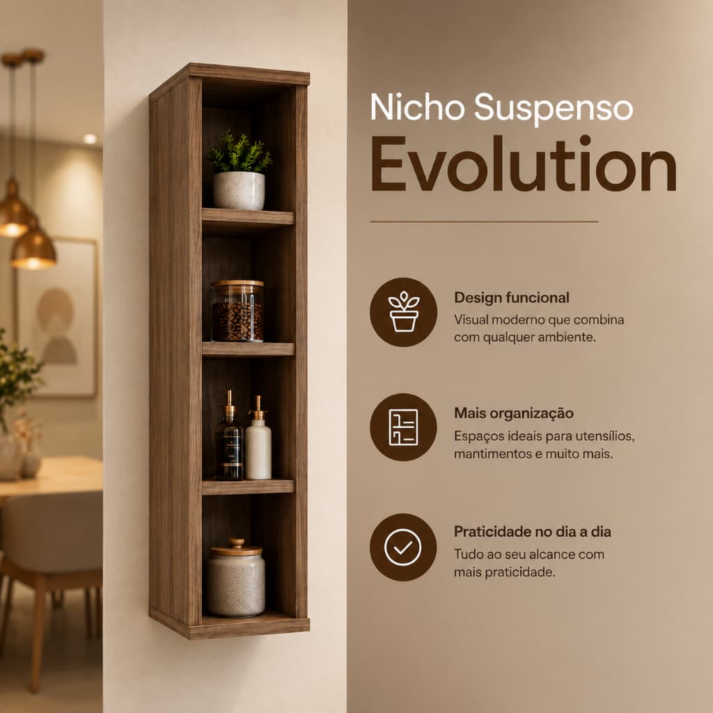 Nicho Suspenso de Cozinha Batrol Evolution Plus Multiuso 62cm