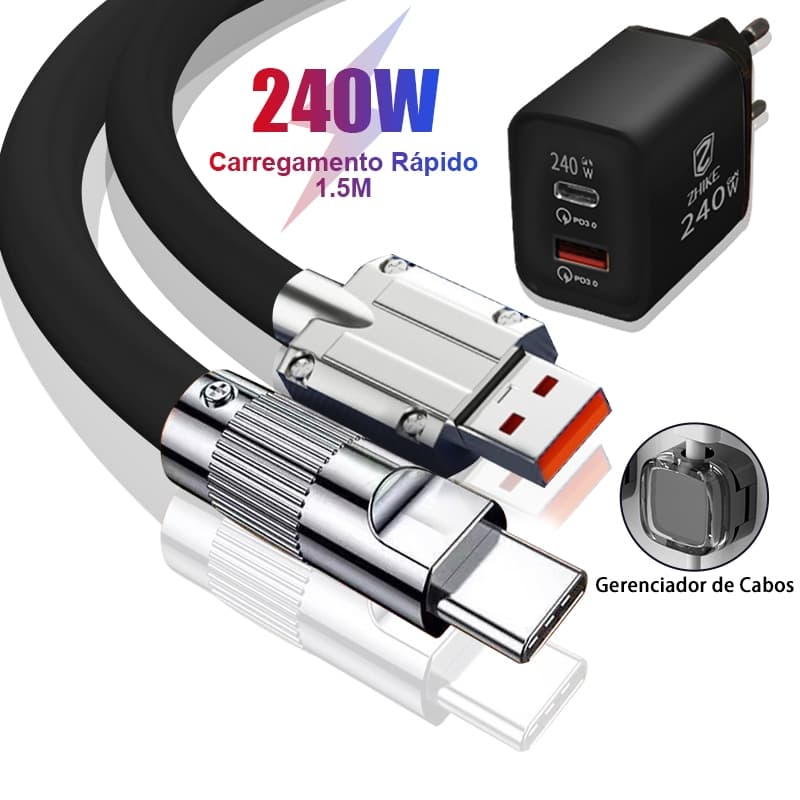 Cabo Carregador Carregador Rápido USB Para Tipo C V8 Micro USB 1.5 M Gerenciamento Cabos Com GaN Adaptador