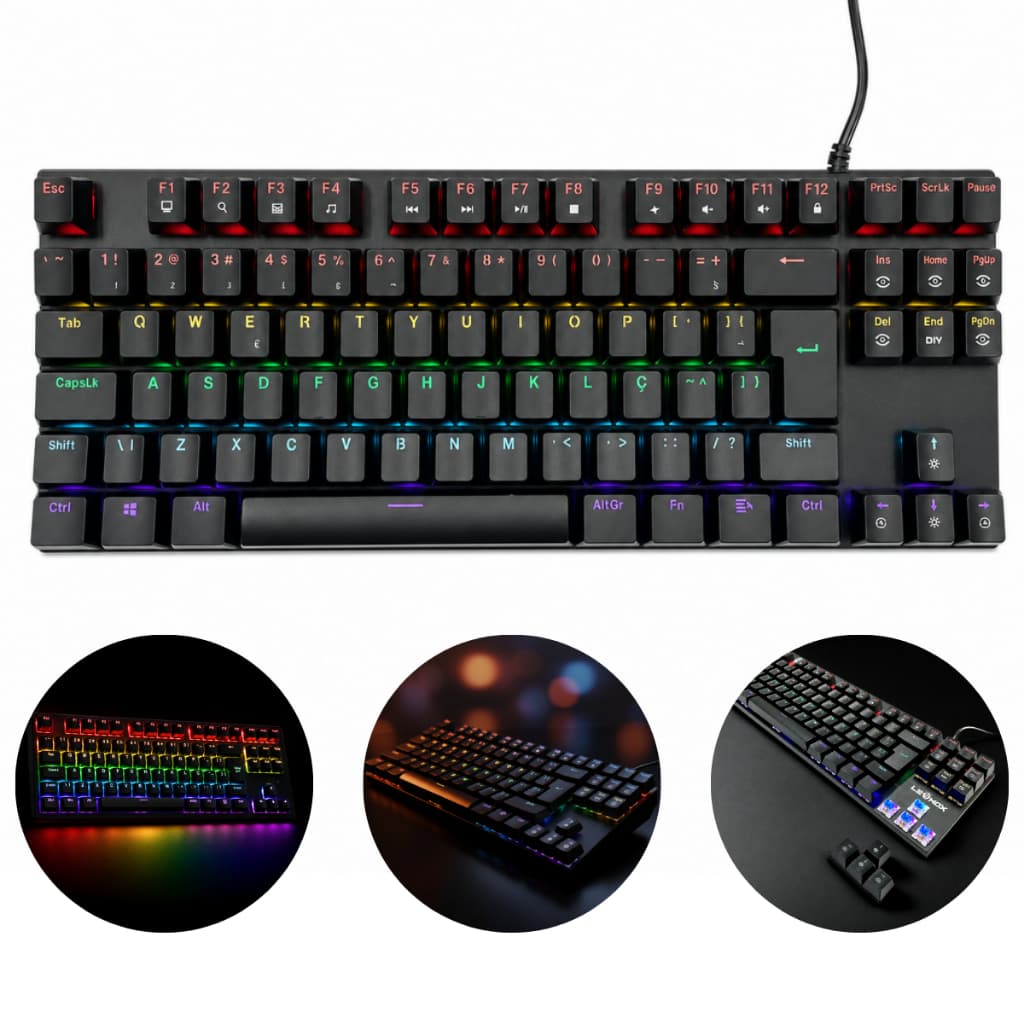 Teclado Mecânico Gamer Rgb Abnt2 Anti Ghosting Compacto