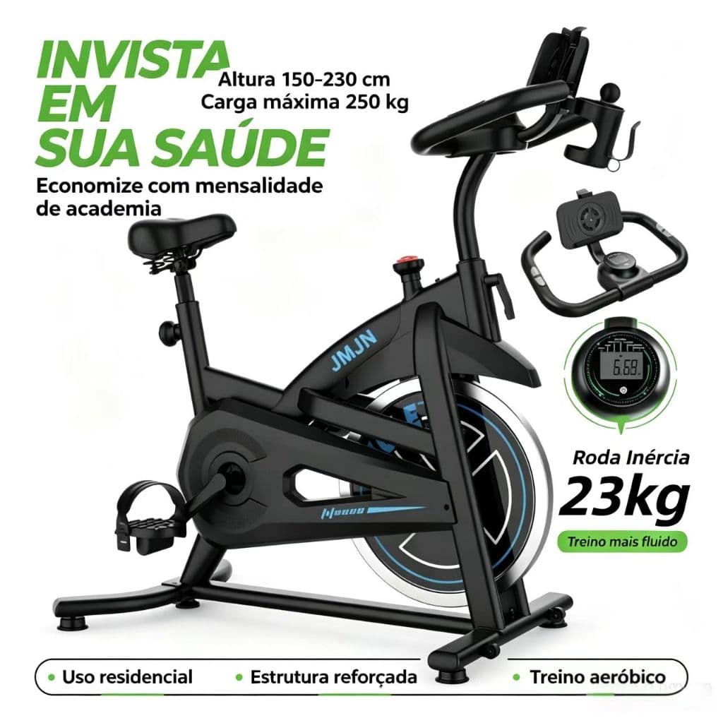 Bicicleta Spinning Ergométrica Roda Inércia 23kg Suporta 250kg | Investimento em Saúde para Treinar em Casa