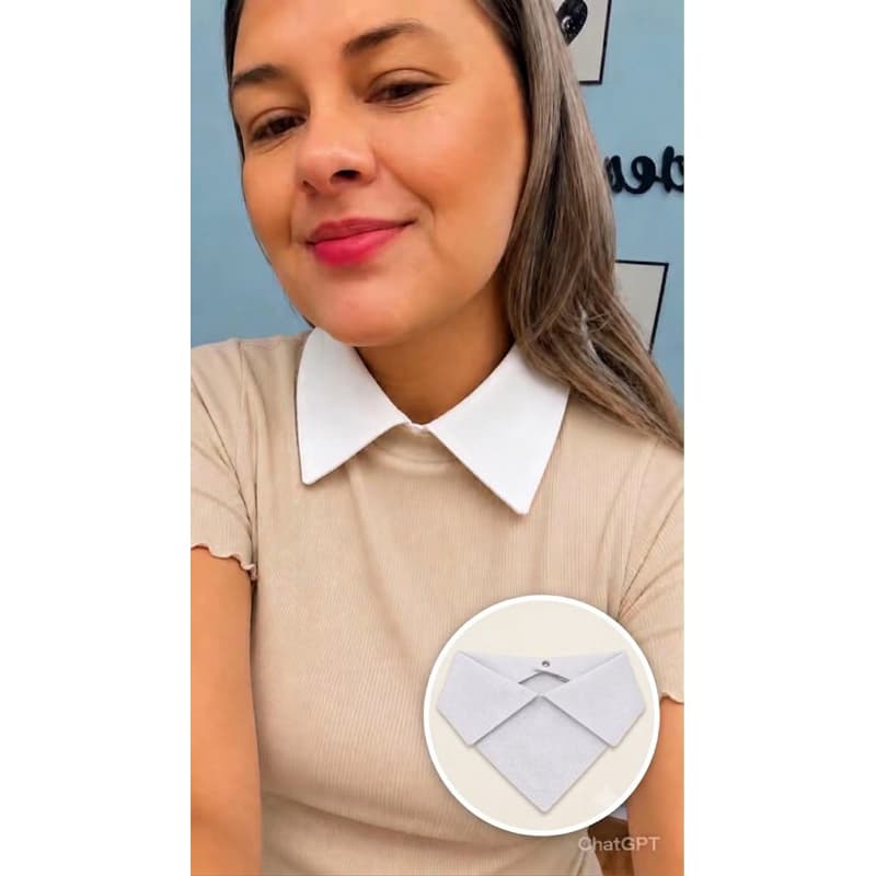 Gola Fake Removível Feminina e Unissex | Gola Falsa de Camisa Social com Botão Tic Tac Gola Avulsa para Blusas, Vestidos
