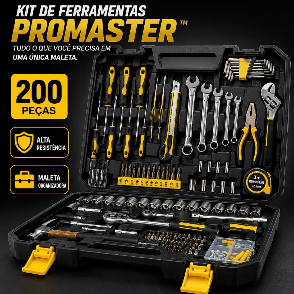 Kit Maleta Ferramentas Profissional Multifuncional 200 Pecas Completo