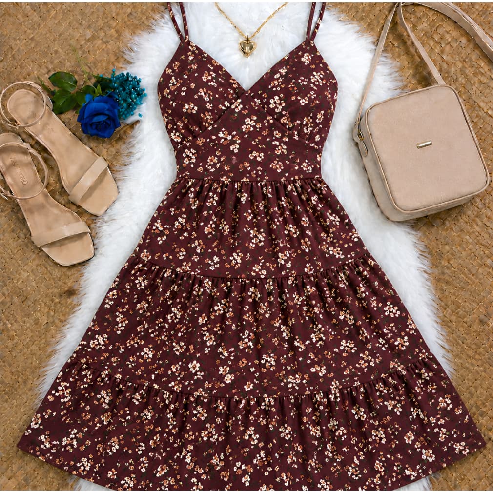 vestido feminino curto floral elegante casual