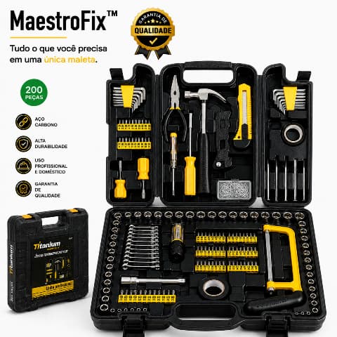 Kit de Ferramentas Profissional 200 Peças Completo com Maleta