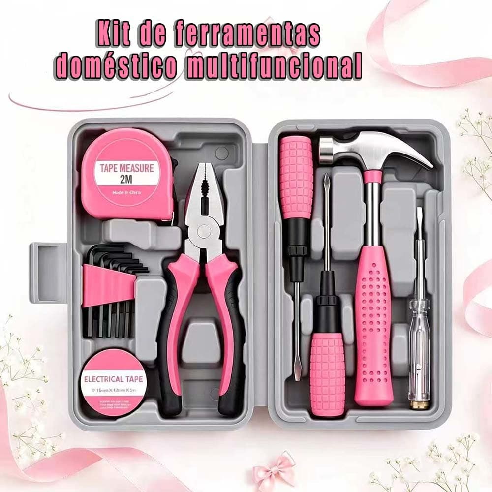 Kit de Ferramentas Doméstico Multifuncional Portátil - Perfeito para Reparos Domésticos e DIY