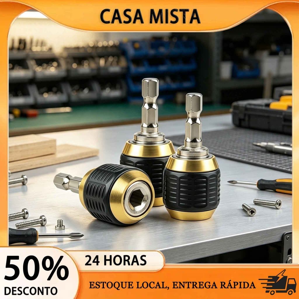 Adaptador de Haste Hexagonal Conector Rápido para Furadeira, Parafusadeira e Soquete