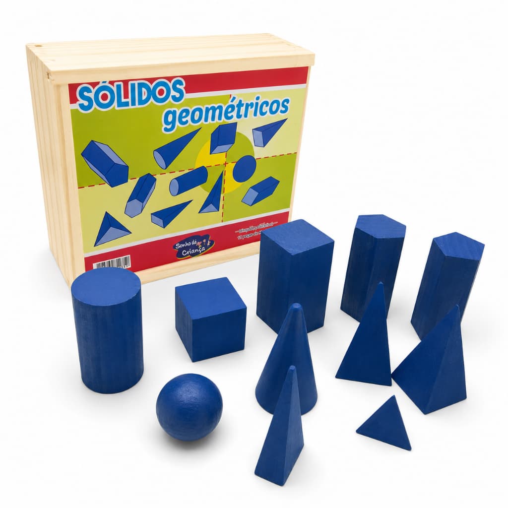 Sólidos Geométricos em Madeira Brinquedo Pegadagógico Educativo Formas Geométricas