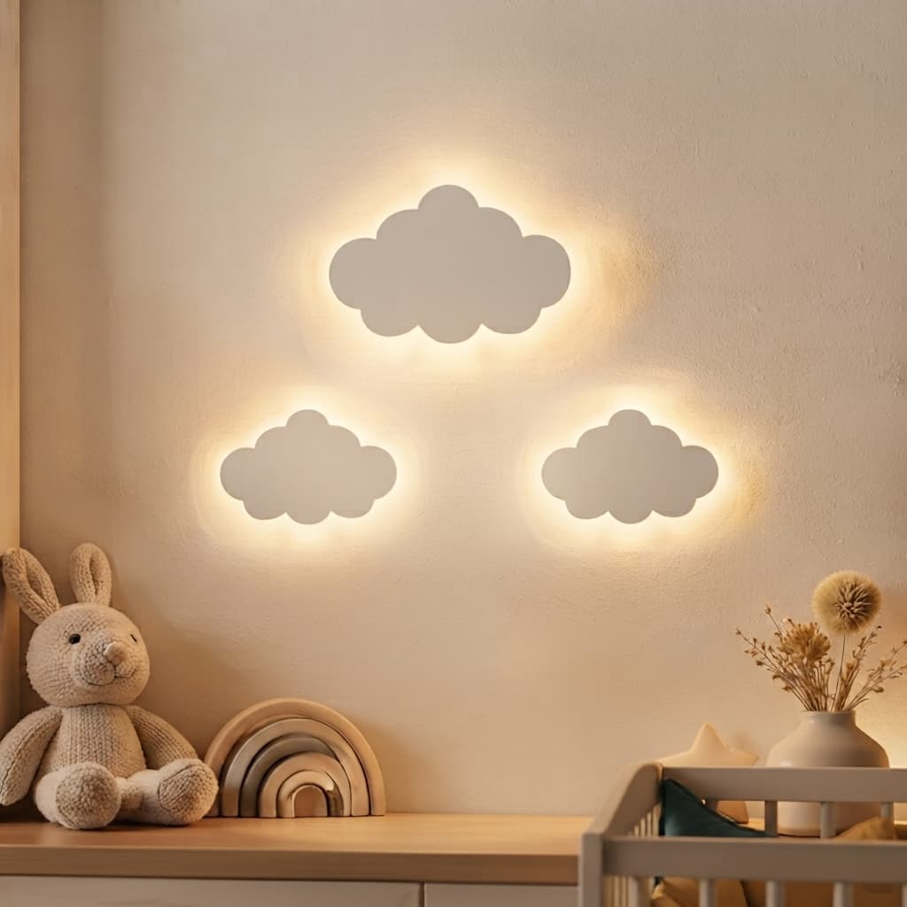 Nuvem Com Luz De Led Luminária Com Led Quarto Bebe Jogo 3 Pc