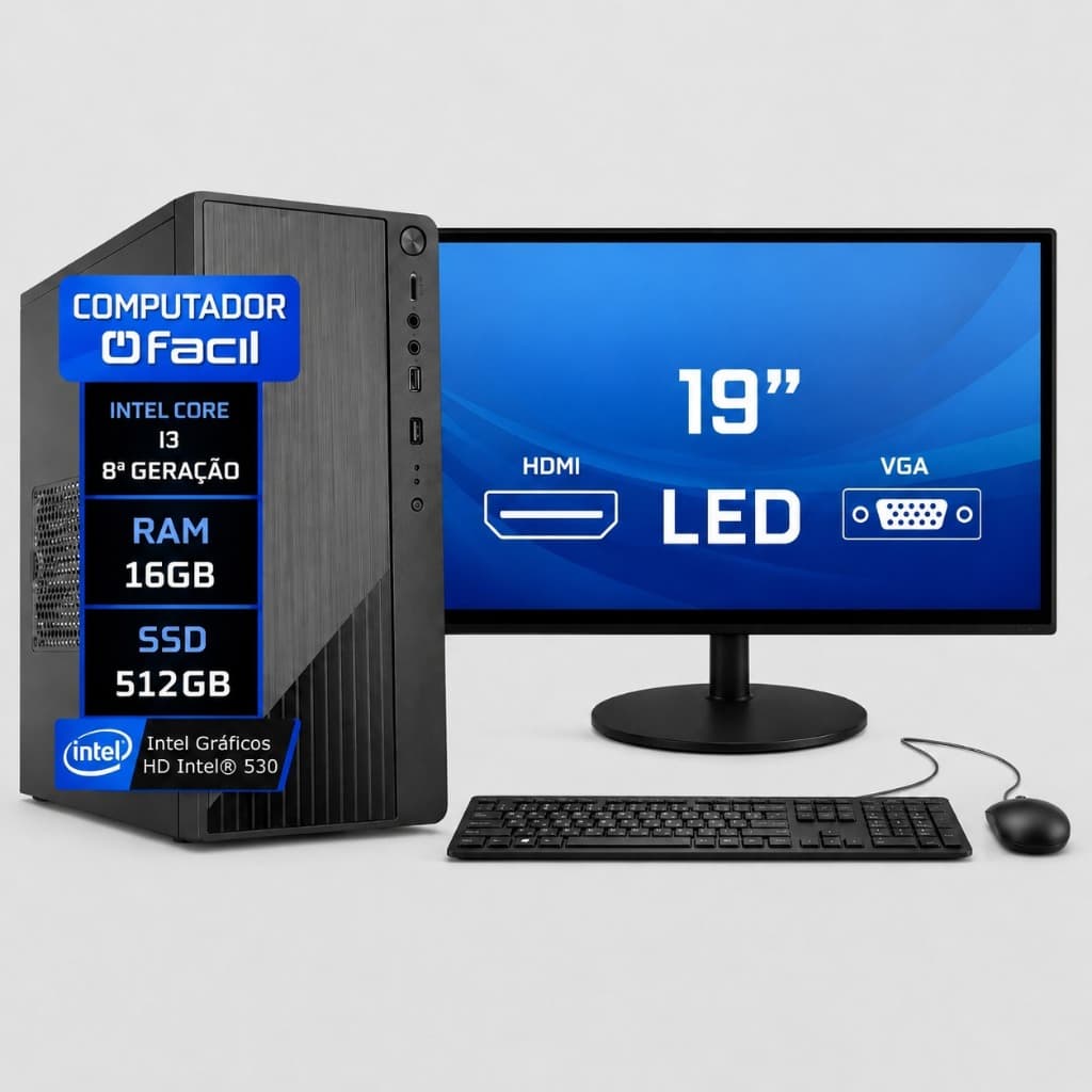 Computador Completo Intel I3 8ª Geração 16gb Ssd 512gb