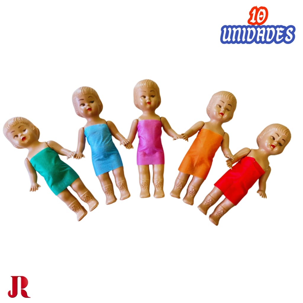 Kit c/ 10 Boneca de Plástico Infantil Articulada Bonequinha Bebê 23cm Brinquedo Vintage