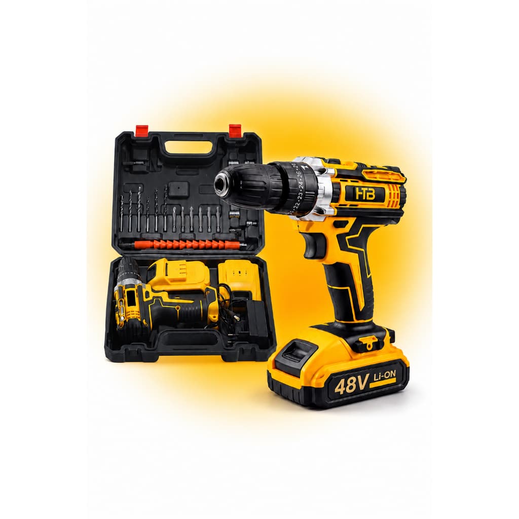 Parafusadeira Furadeira Chave Impacto 48v Maleta 2 Bateria Amarelo 50 Hz/60 HzParafusadeira Furadeira Chave Impacto 48v