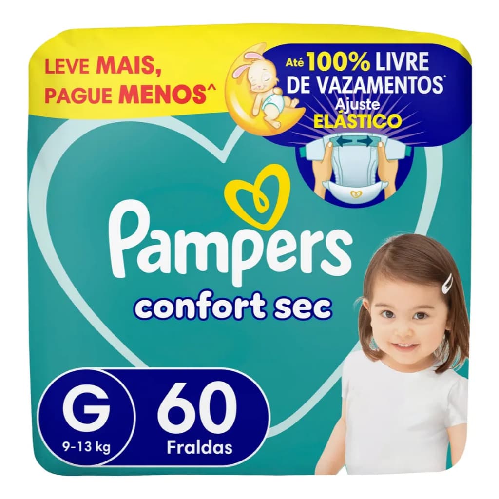 Fralda Pampers Confort Sec Tamanho G - 60 Unidades - fralda infantil