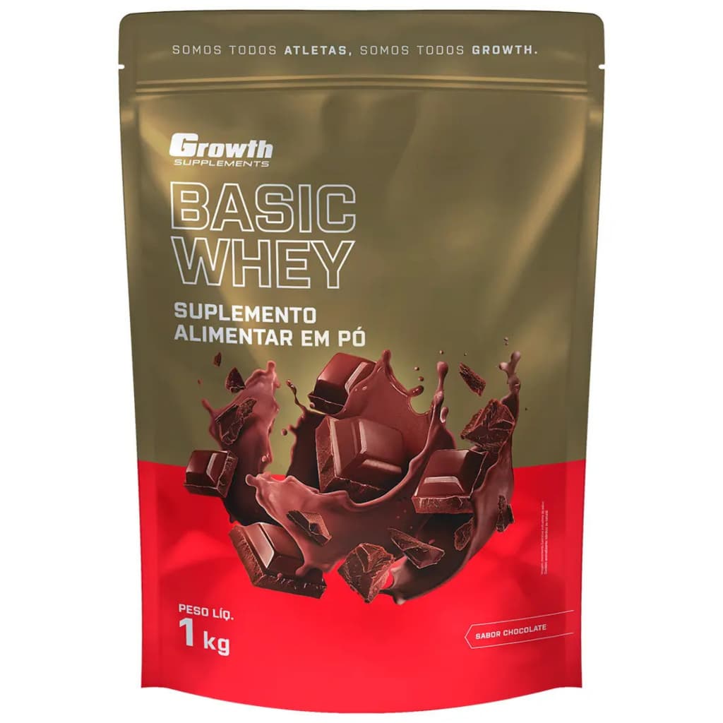Whey Protein Basic 1kg aprox 33 porções sabor Chocolate Morango Baunilha GR0WTH SUPLEMNT0S
