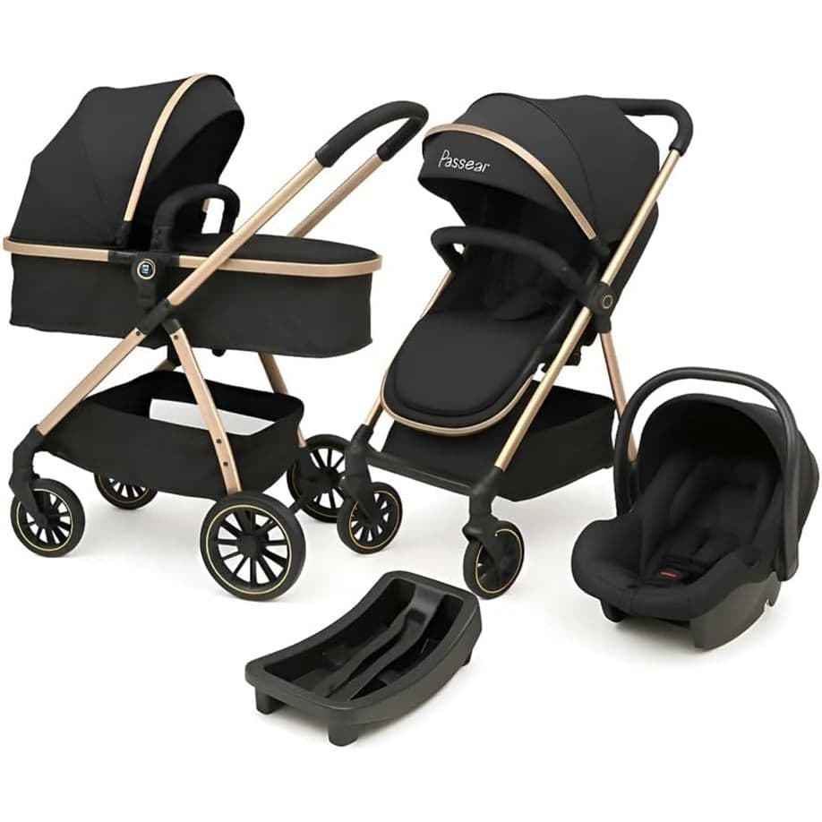 Carrinho Bebê 3 em1 Move + Bebe Conforto Nina + Base Golden/Preto