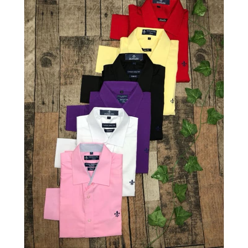 Camisa Social Manga Longa D(⚜️ Masculina Slim Fit Lisa Cores clássicas confortável Passa fácil não amassa
