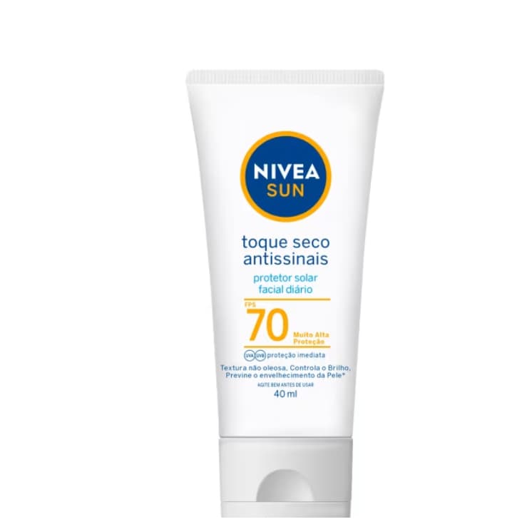 Protetor Solar Facial Nivea Sun FPS70 Antissinais 40ml - Alta Proteção e Toque Seco