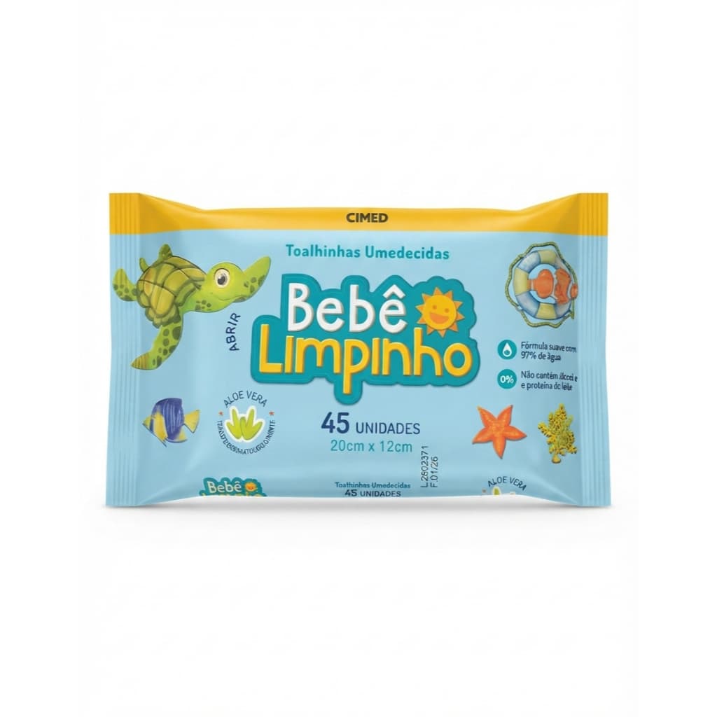 Kit com 2 - Lenço umedecidos de 45 unidades - Bebê limpinho - Cimed