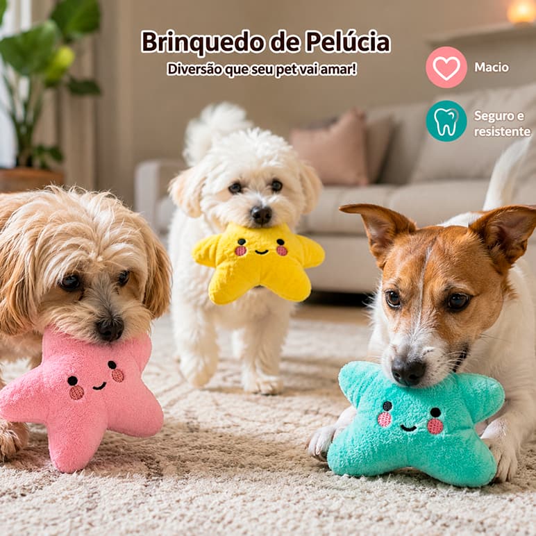 Brinquedo de Pelúcia com Apito Estrela para Cães