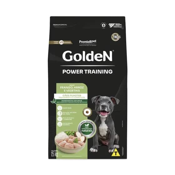 Ração Golden Power Training para Cachorro Filhote Frango e Arroz 15kg Premier Pet Cães Filhotes