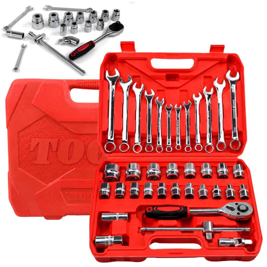 Kit 36 Peças Jogo de Soquetes Luatek Chave Catraca Ferramentas Reparo Automotivo e Uso Doméstico