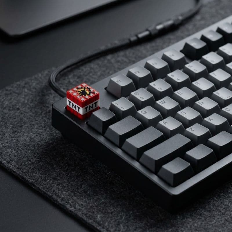 Tecla Customizada Minecraft TNT Keycap Artesanal para Teclado Mecânico - Exclusiva
