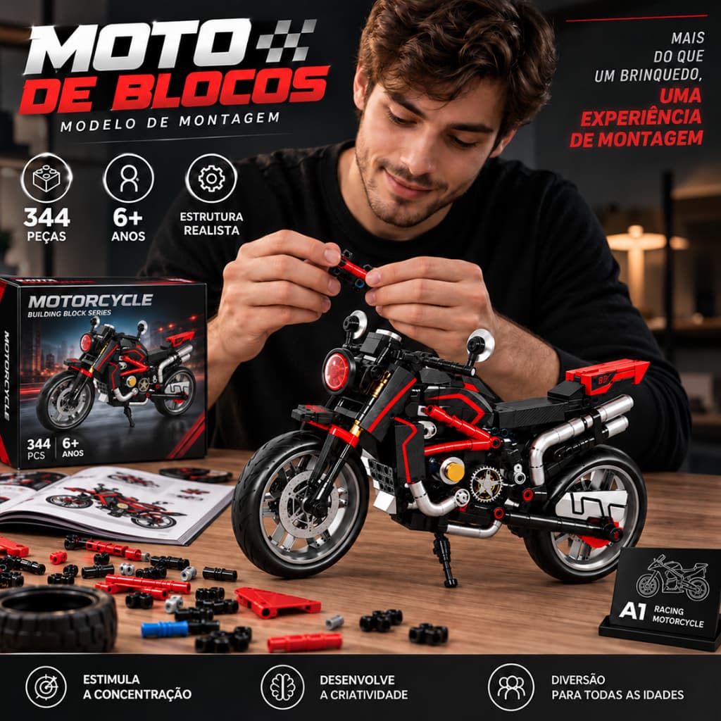 Honda CB650R Moto de Blocos de Montar 344 Peças Compatível com Lego Brinquedo Educativo Modelo Detalhado