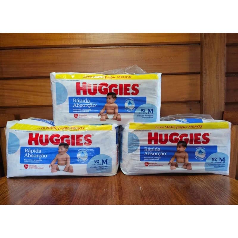Fralda Huggies Rápida Absorção - Tamanho M - Com 92 Unidades