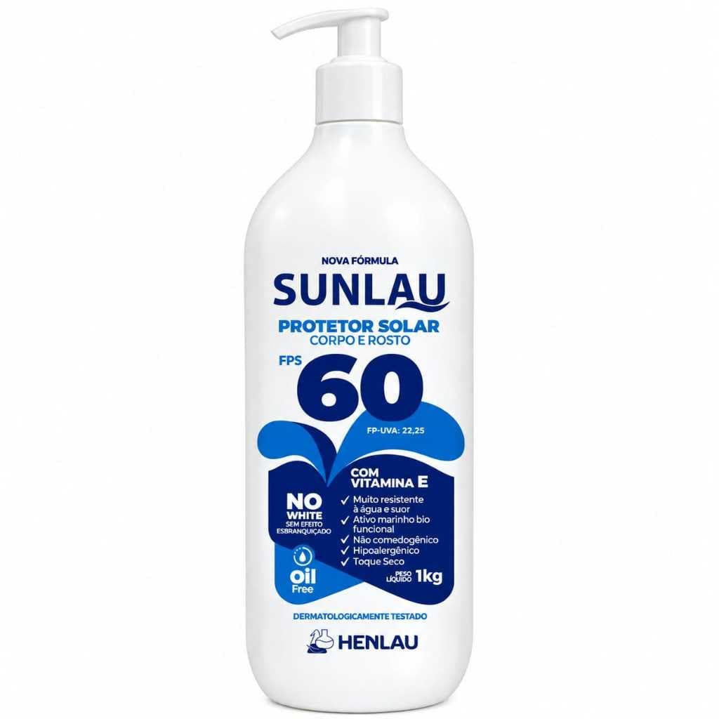 Protetor Bloqueador Solar Sunlau Fps 60 1 Litro 4hr Duração