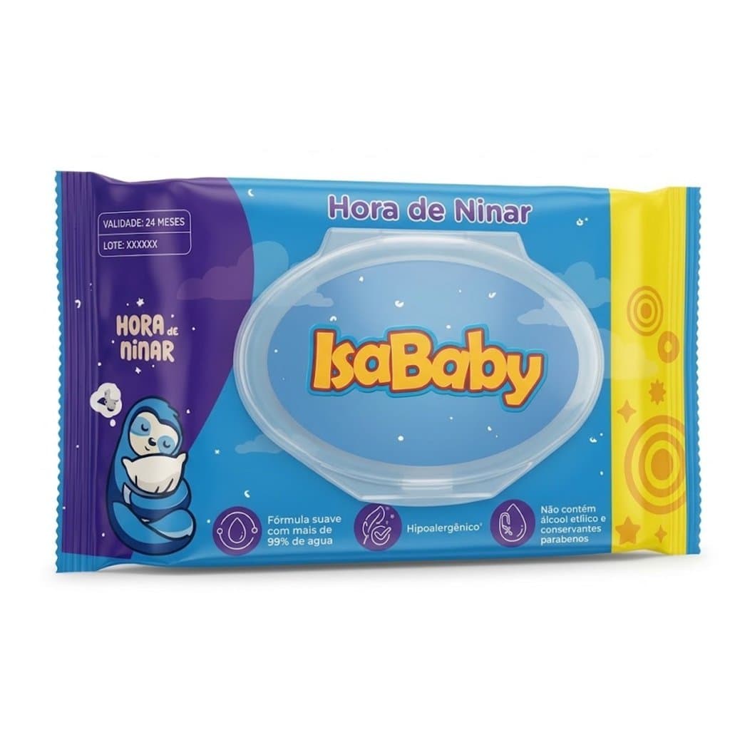 Toalha Umedecida Infantil Isababy Hipoalergênica Hora de Ninar Meu Bebê