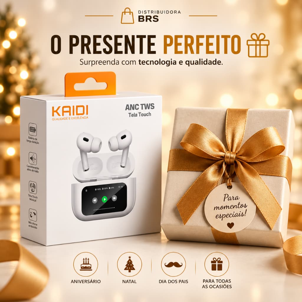 Fone Sem Fio Bluetooth Original Kaidi KD-4219 TWS Bluetooth 5.3 com Cancelamento De Ruído Microfone Estojo com Recarga