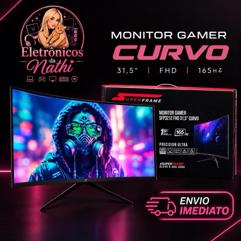 MONITOR GAMER CURVO Semi novo | 31’5 FHD | 165Hz