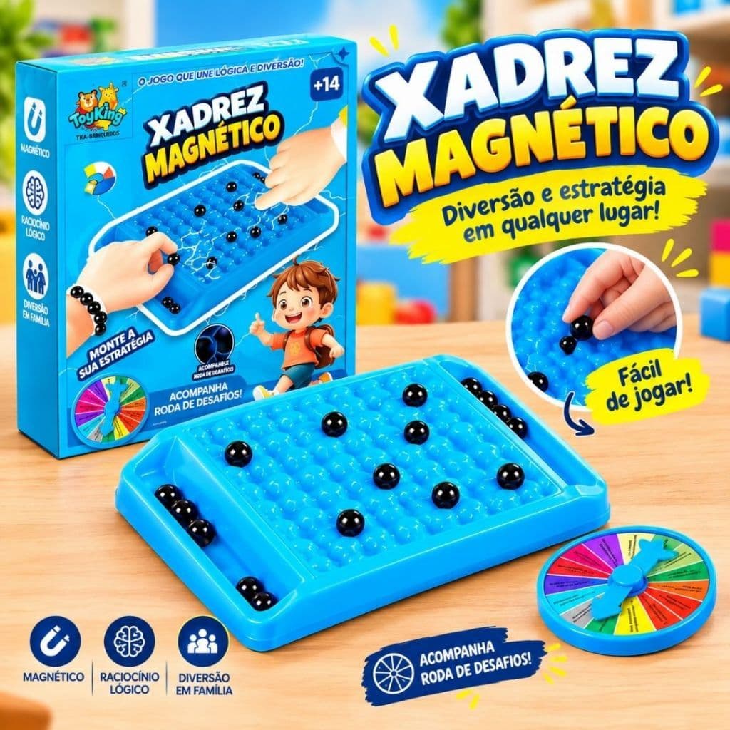Jogo de Xadrez Magnético Interativo Com Roleta Lógica Estratégia Para Toda Familia