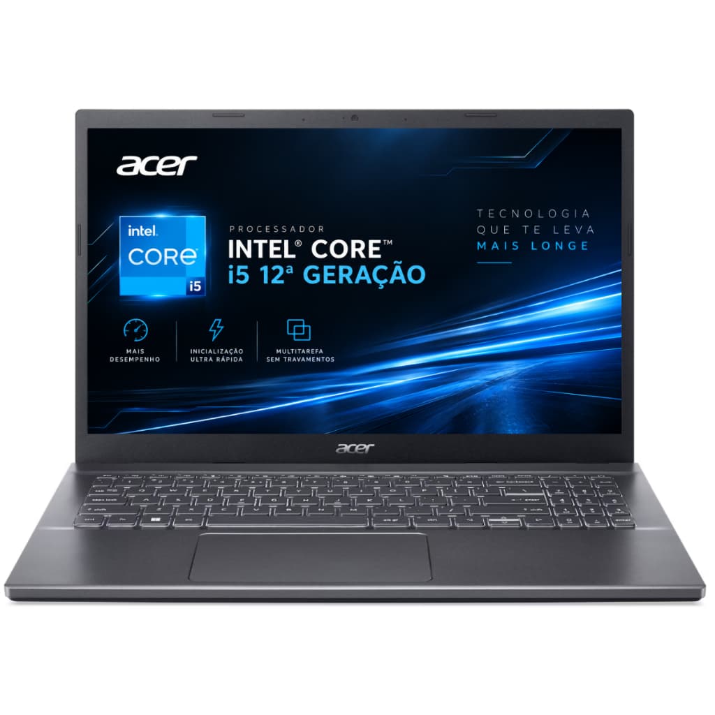 Notebook Acer Aspire A515-57-51W5 - Intel Core I5 12ªGeração 12GB DDR4 SSD 512GB NVME Tela 15,6" Cinza Escuro