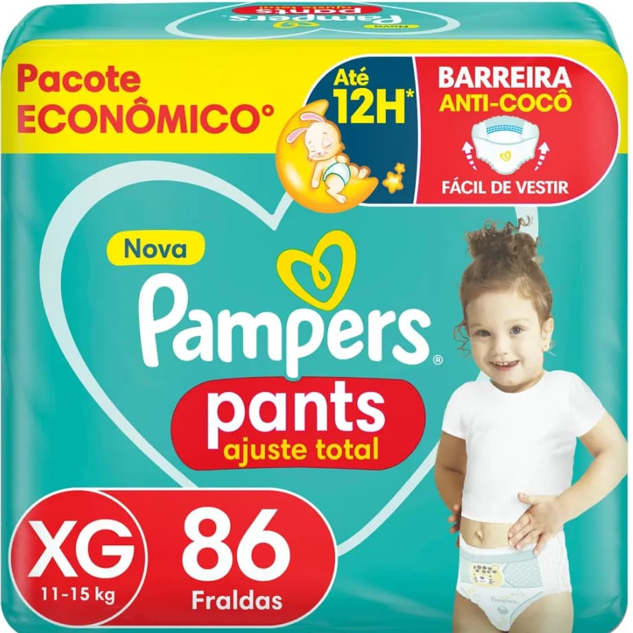 Fralda Pampers Pants Ajuste Total XG com 86 Unidades