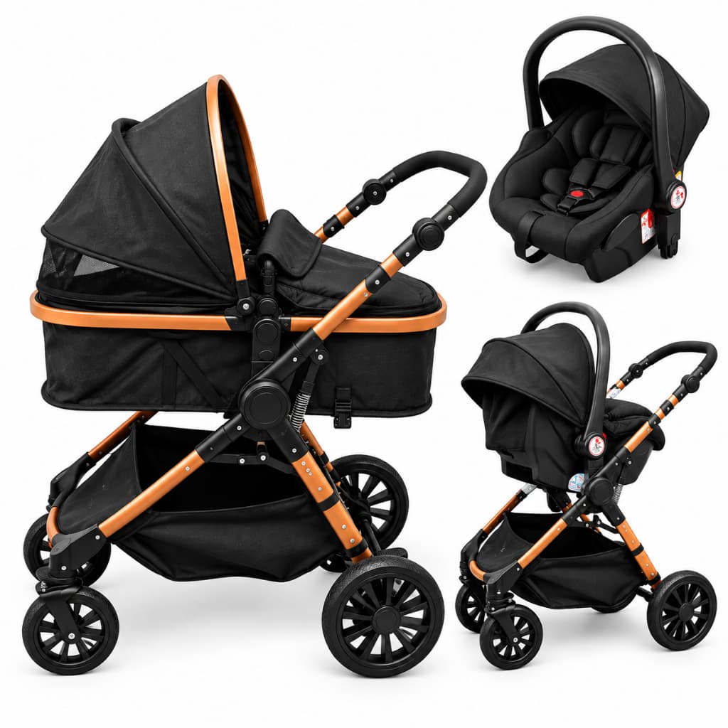 Carrinho de Bebê Zayron 0 a 36 Meses com Moisés Conversível e Bebê Conforto Acoplável Até 15kg – Deep Toys