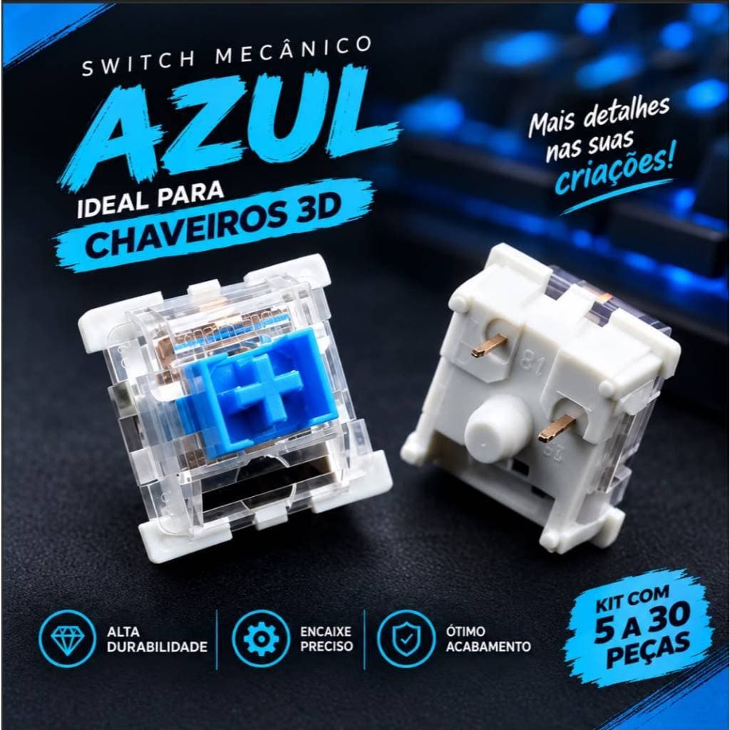Switch Teclado Mecânico Original Switch Para Impressao 3D - SWITCH AZUL