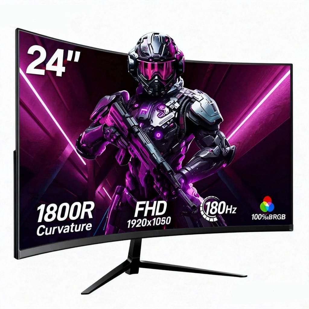 Monitor curva Gamer 24 Pol 180Hz 1ms IPS FullHD FreeSync Alto-falante embutido HDMI DisplayPort