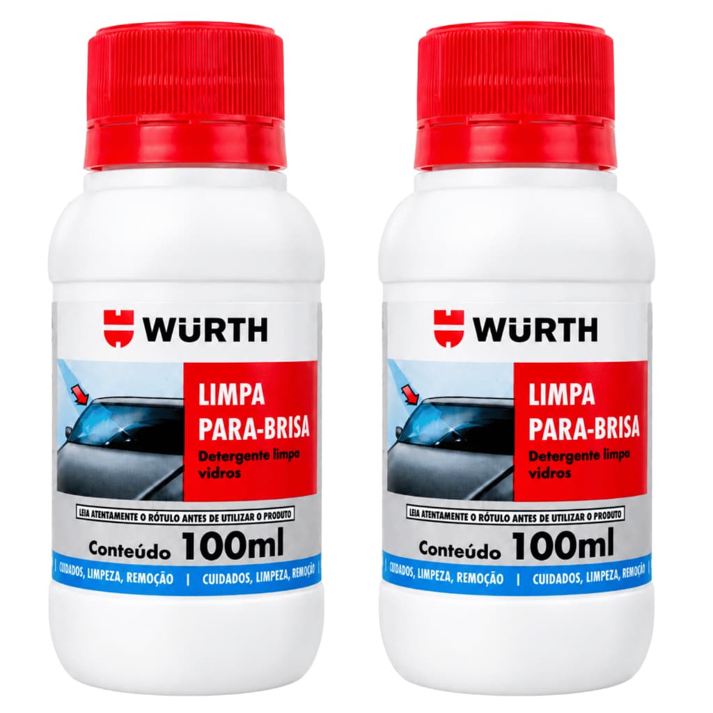 Kit 2 Limpa Para-brisas Wurth 100ml Detergente Vidros Carro Remove Sujeiras