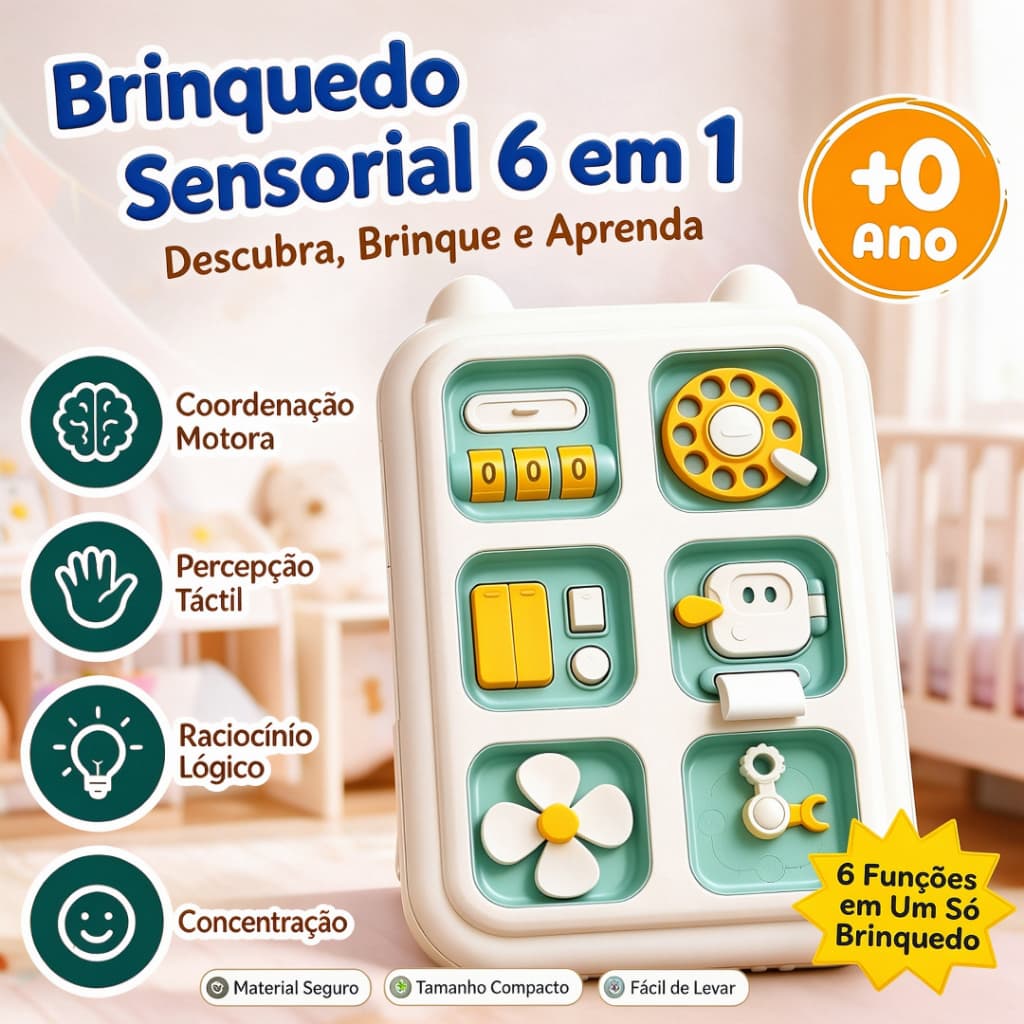 Brinquedo Educativo Montessori 6 in1 Brinquedo Sensorial Bebê Brinquedo Didático Bebê 0 -1 ano Presentes para crianças