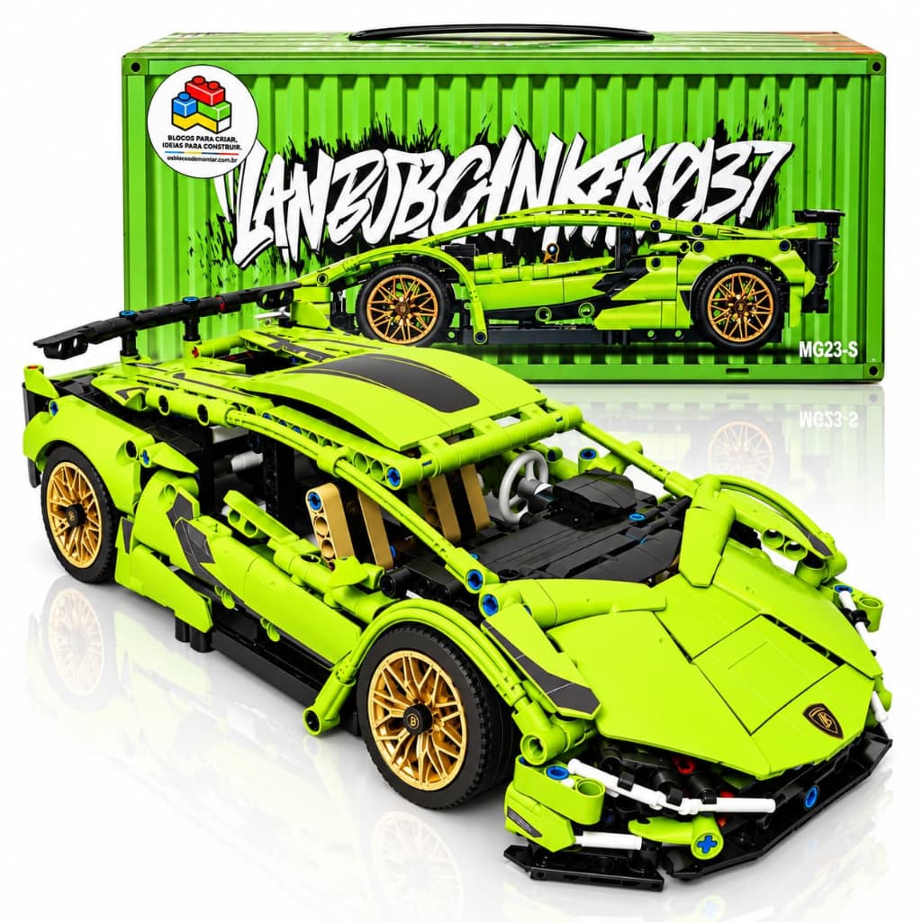 Carro Technic Verde Blocos de Montar Lamborghini Sian FKP 576 Peças 1:14 Com Caixa Compatível com Lego