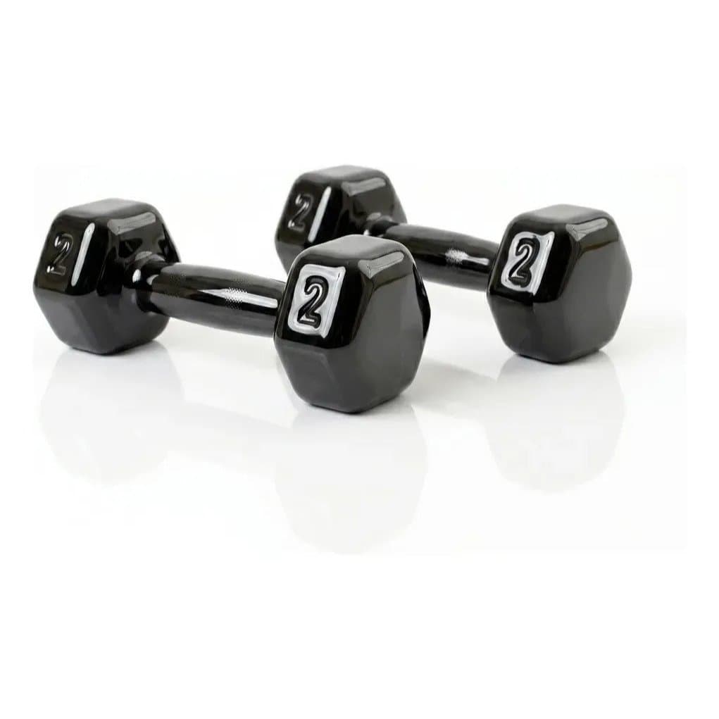 Kit 2 Halter 2Kg (Par) Emborrachado Musculação Academia Treino Peso Fitness Exercícios Físicos Esporte Fisioterapia