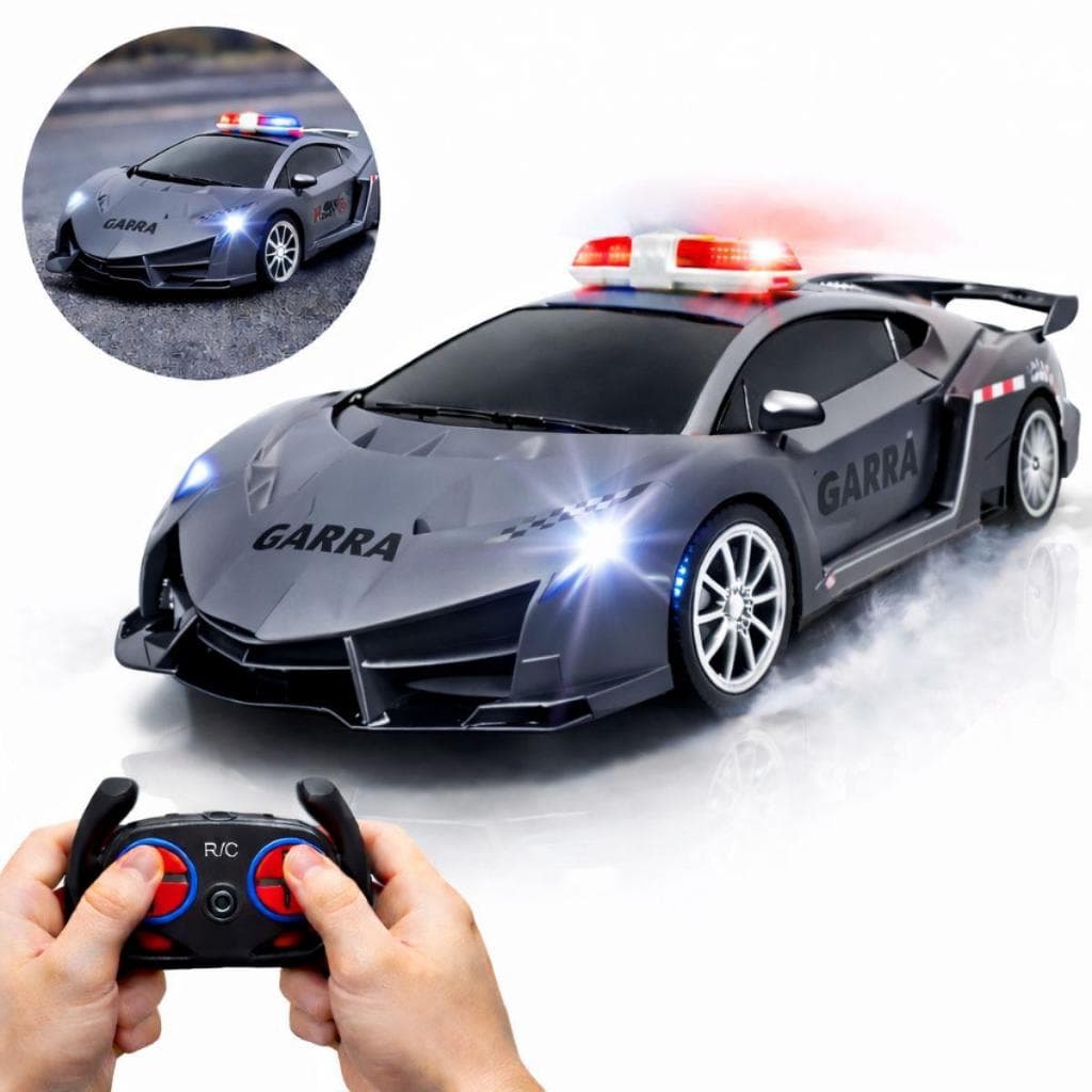 Carrinho Controle Remoto Polícia Recarregável Com Luz Carro Policial 7 Funções