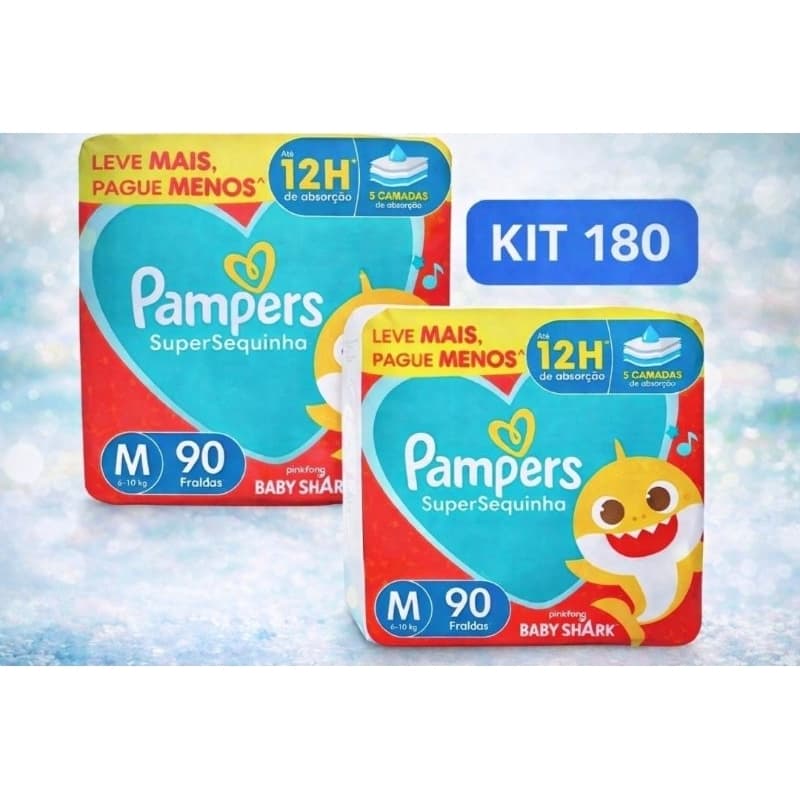 Kit 2 Pacotes Fraldas Pampers Tamanho M – 180 Unidades | Conforto e Proteção para o Bebê
