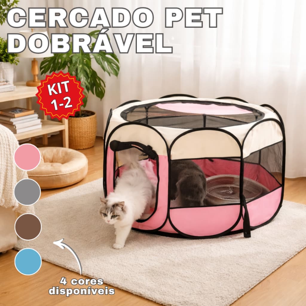 Casinha de Cachorro Cercado Pet Dobrável Portátil Grande 8 Painéis Resistente
