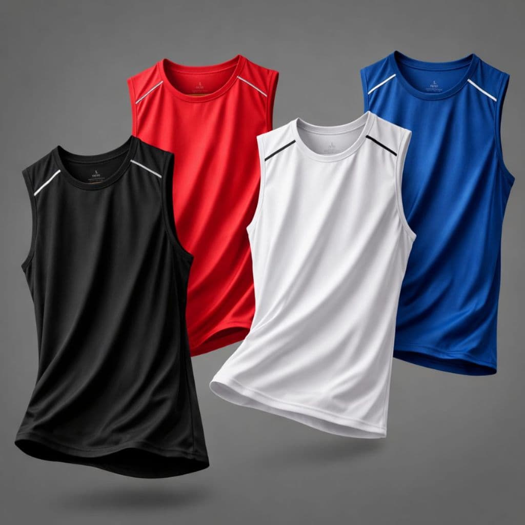 Kit 4 Regatas Masculinas Dry Fit Estampadas Academia Treino Musculação Camiseta Sem Manga Corrida Verão Praia Gym