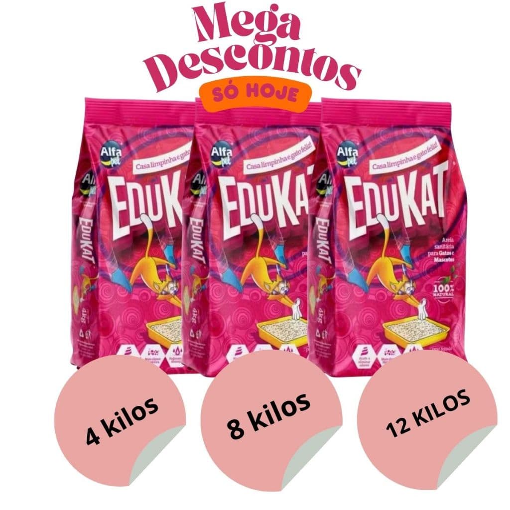 Areia Sanitária Higiênica Para Gatos Anti Odor Edukat Pacote de 4KG 8KG 12KG