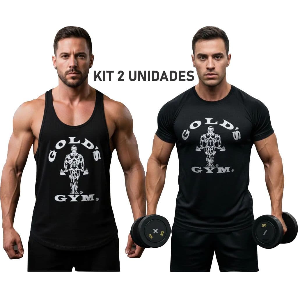 Kit Regata e Camiseta Golds Gym Treino Academia Musculação