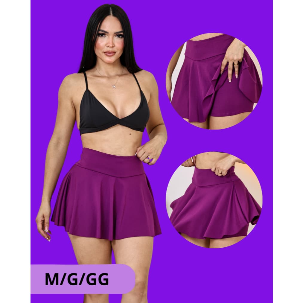 Short Saia Fitness Academia - Suplex Premiun - M ao GG -Feminino Estilo Bailarina
