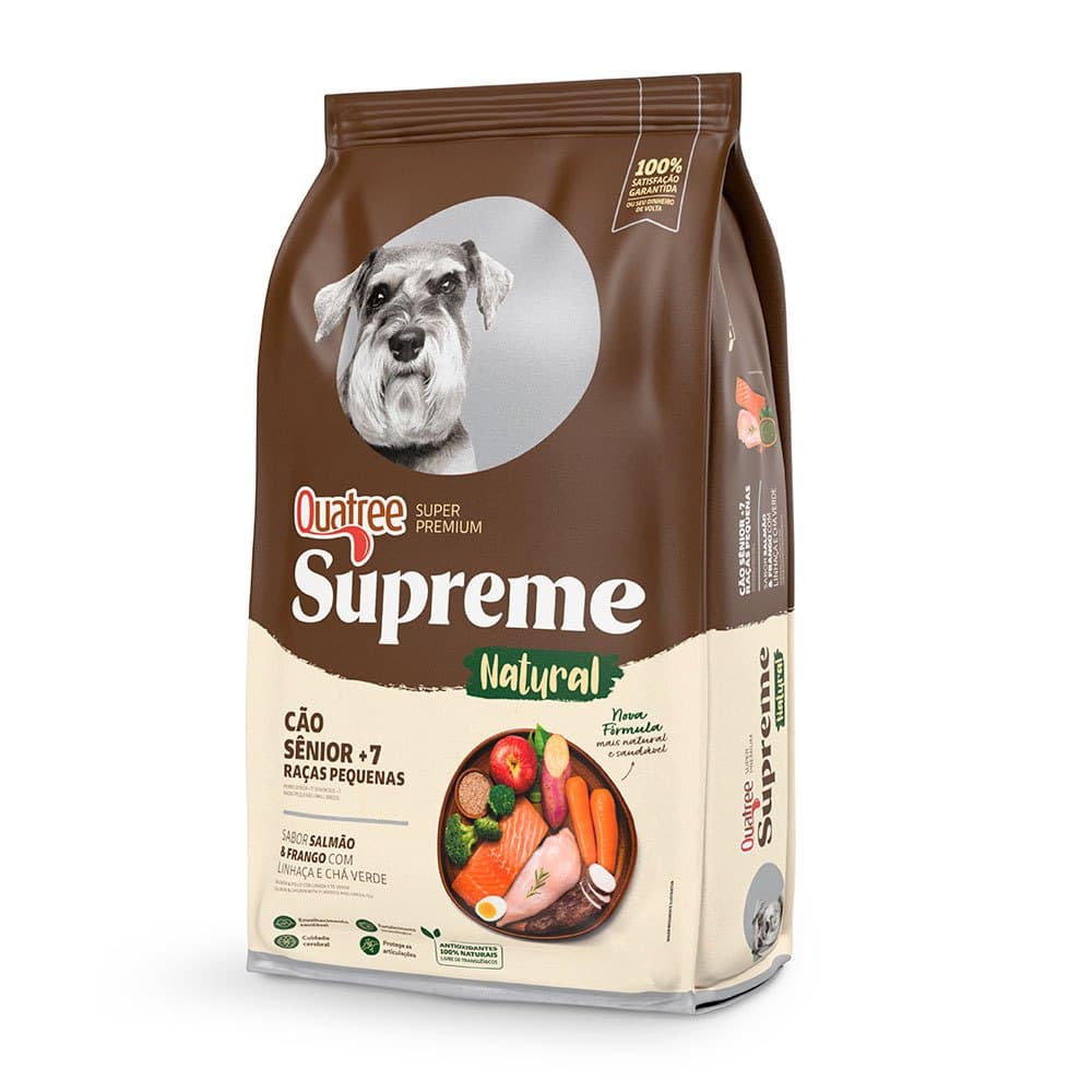 Ração Sênior Quatree Ração Quatree Supreme Salmão e Frango Cães Sênior +7 Raças Pequenas 10,1kg