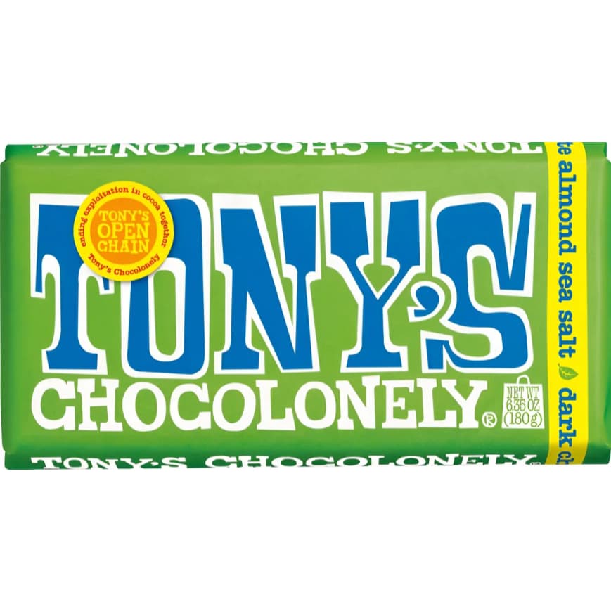 Barra De Chocolate Tony's Dark Almond Sea Salt 51% 180g Importado